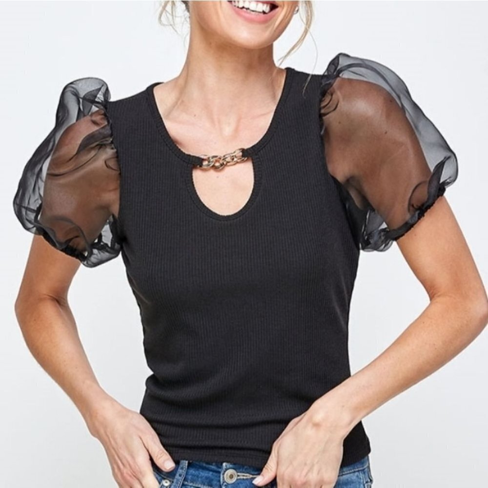 Puff Sleeved Top - black